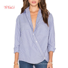 Chemise à rayures bleues et blanches New Design pour femme